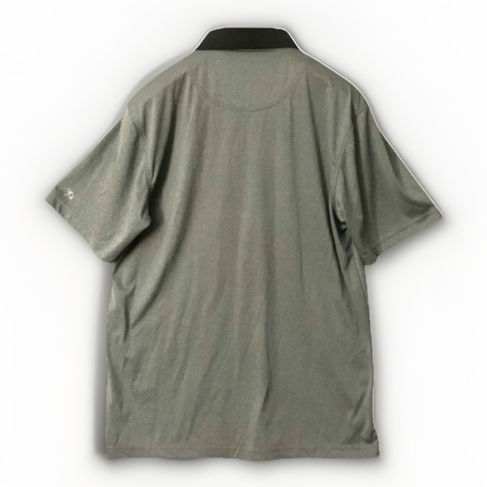Arnold Palmer Golf Mens Medium Grey‎ Striped Cool Effect Performance Polo Shirt - Picture 2 of 7